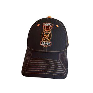 Hi-Hat Cafe Black & Orange Adjustable Cap Fresh Coffee Owl Embroidery